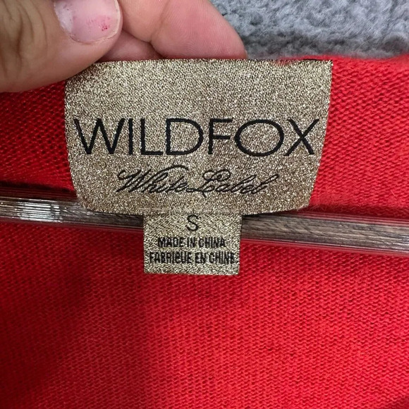 Wildfox white label sweater womens small red animal print sequin angora boho - Picture 2 of 6